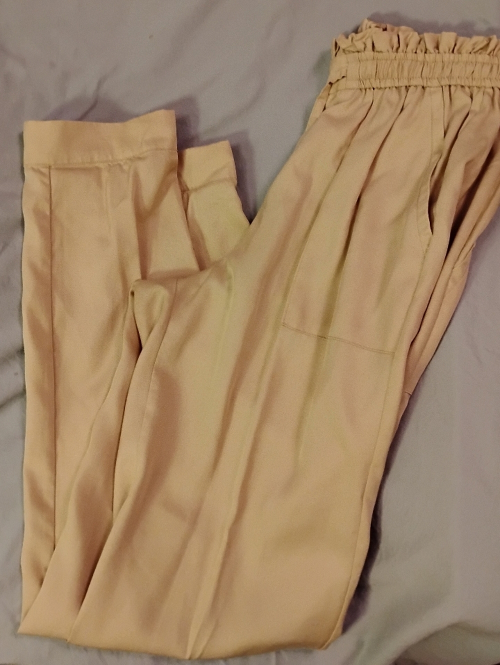 Garnet Hill Paperbag Adjustable Waist Tan Beige Lightweight Pants Size M - Picture 5 of 14